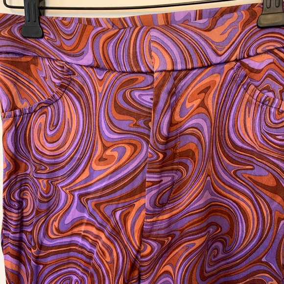 Zara swirl flare pants. Purple and orange starry night pattern. - Picture 3 of 5